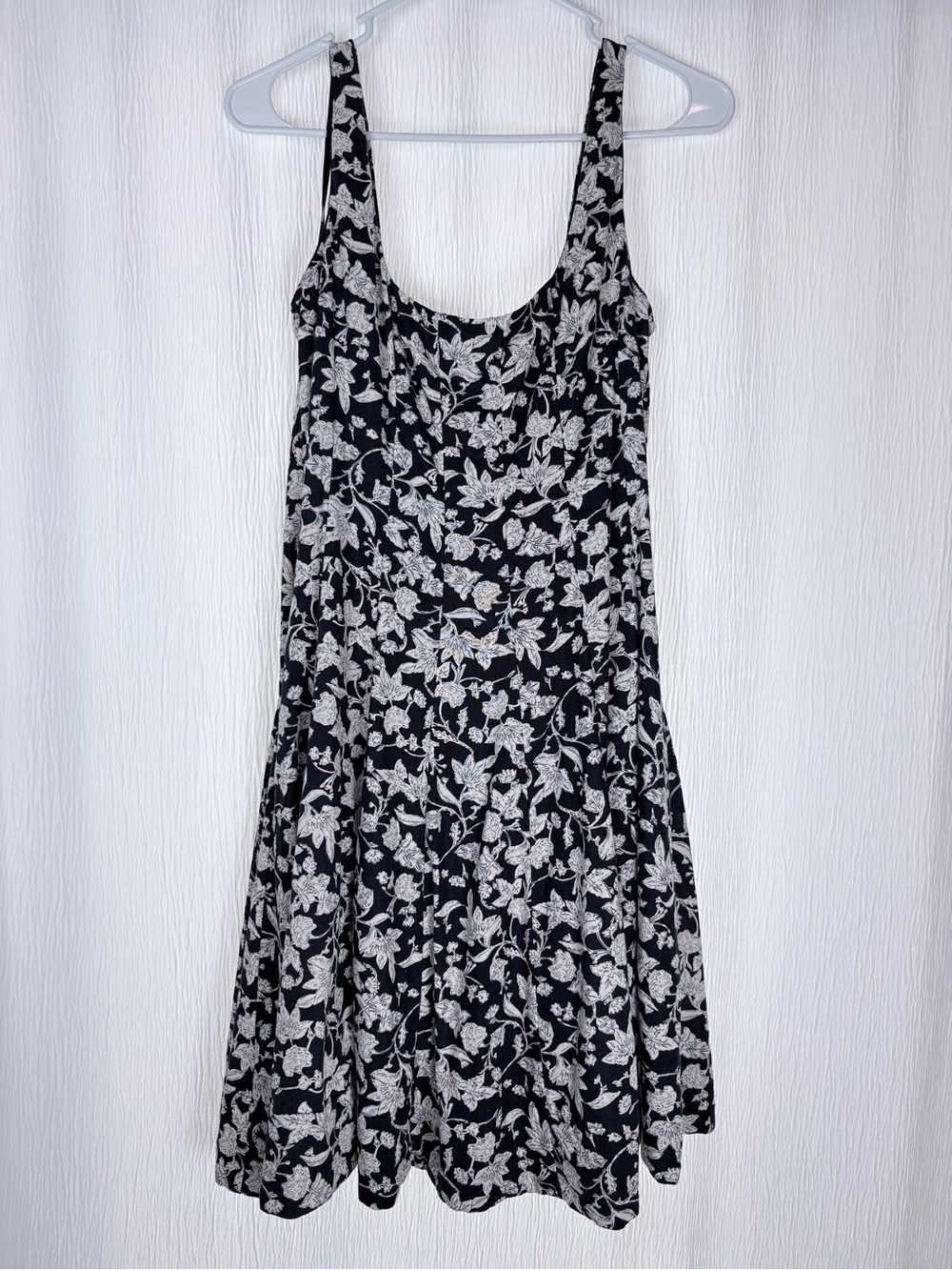 Bailey 44 Linen Blend Dress with White Floral Print, Size 4
